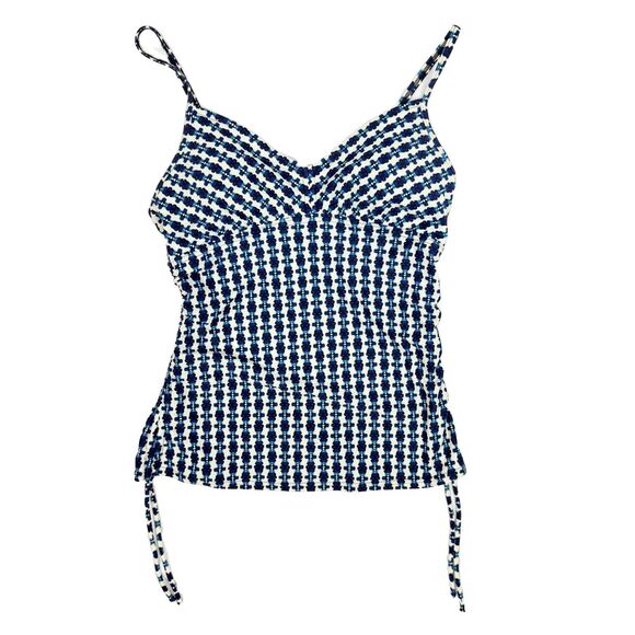 PRANA Moorea Tankini Top M Indigo Santorini Printed Swim Pool Tank EUC B6 - Picture 1 of 7